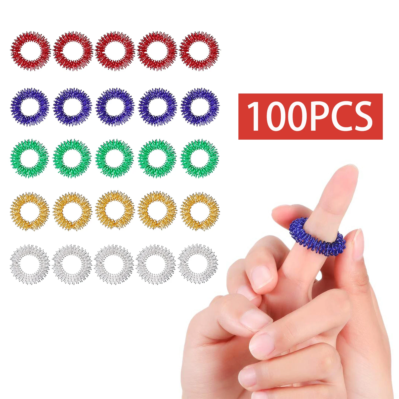 Akupressurringe, stachelige sensorische Fingerringe, stacheliger Fingerring, Akupressurring-Set, leises Stress-Massagegerät, Fingermassagegerät