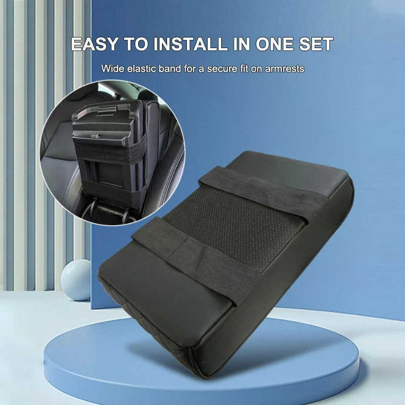 Seametal caixa de apoio de braço do carro almofada de couro do plutônio console central capa cotovelo resto almofada esteira com suporte copo auto braço resto extensão almofada