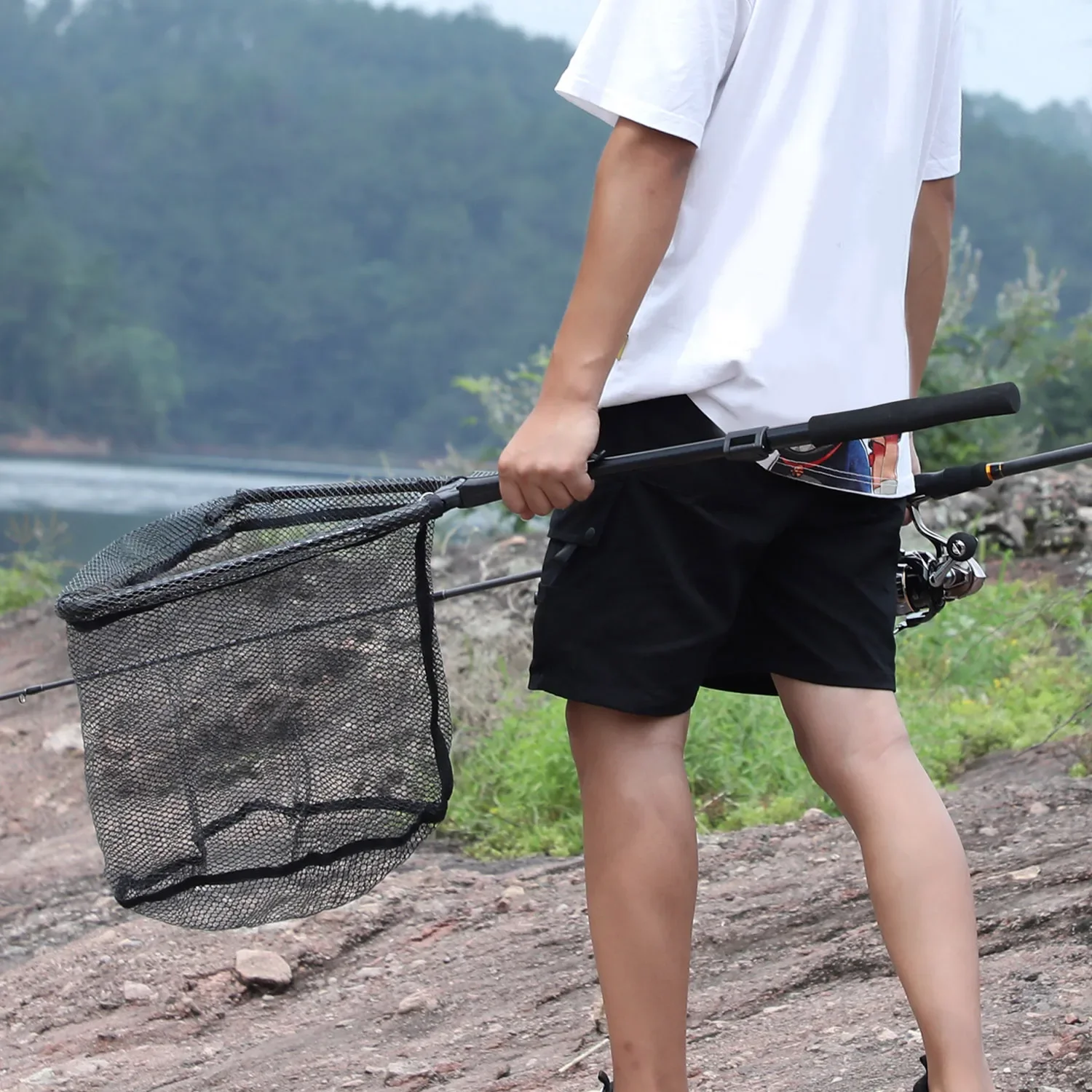 Sougayilang Folding Brail Net Pesca, Telescópica Landing Net, Scoop Net, 65-112cm