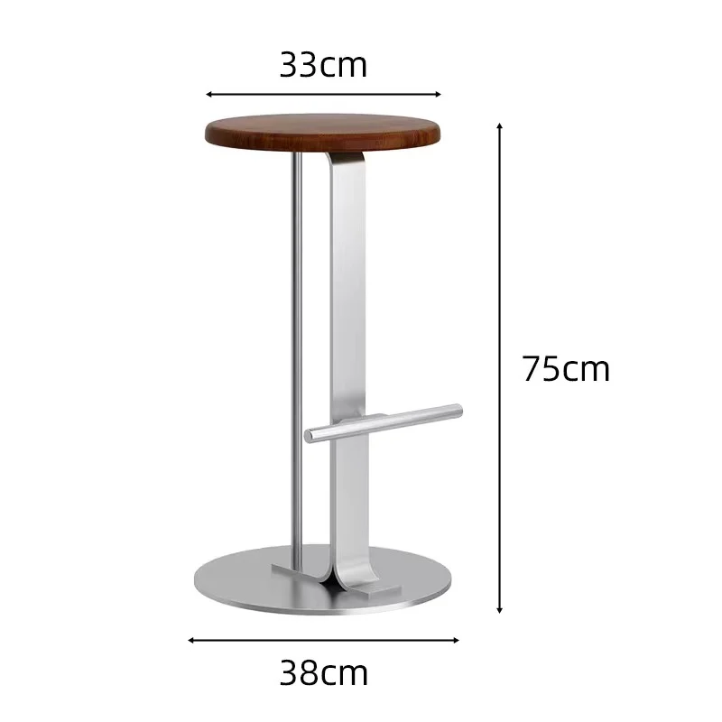 ‌Scandinavian Bar Stools, Solid Wood & Iron Height-Adjustable, Wide Base Counter Seats, Bistro-Grade Home Bar Furniture