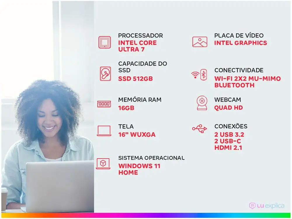 Notebook Acer Vero 16 AV16-51P-75RD Intel Core Ultra 7 512GB SSD 16GB RAM 16" Windows 11 AV16-51P-75RD