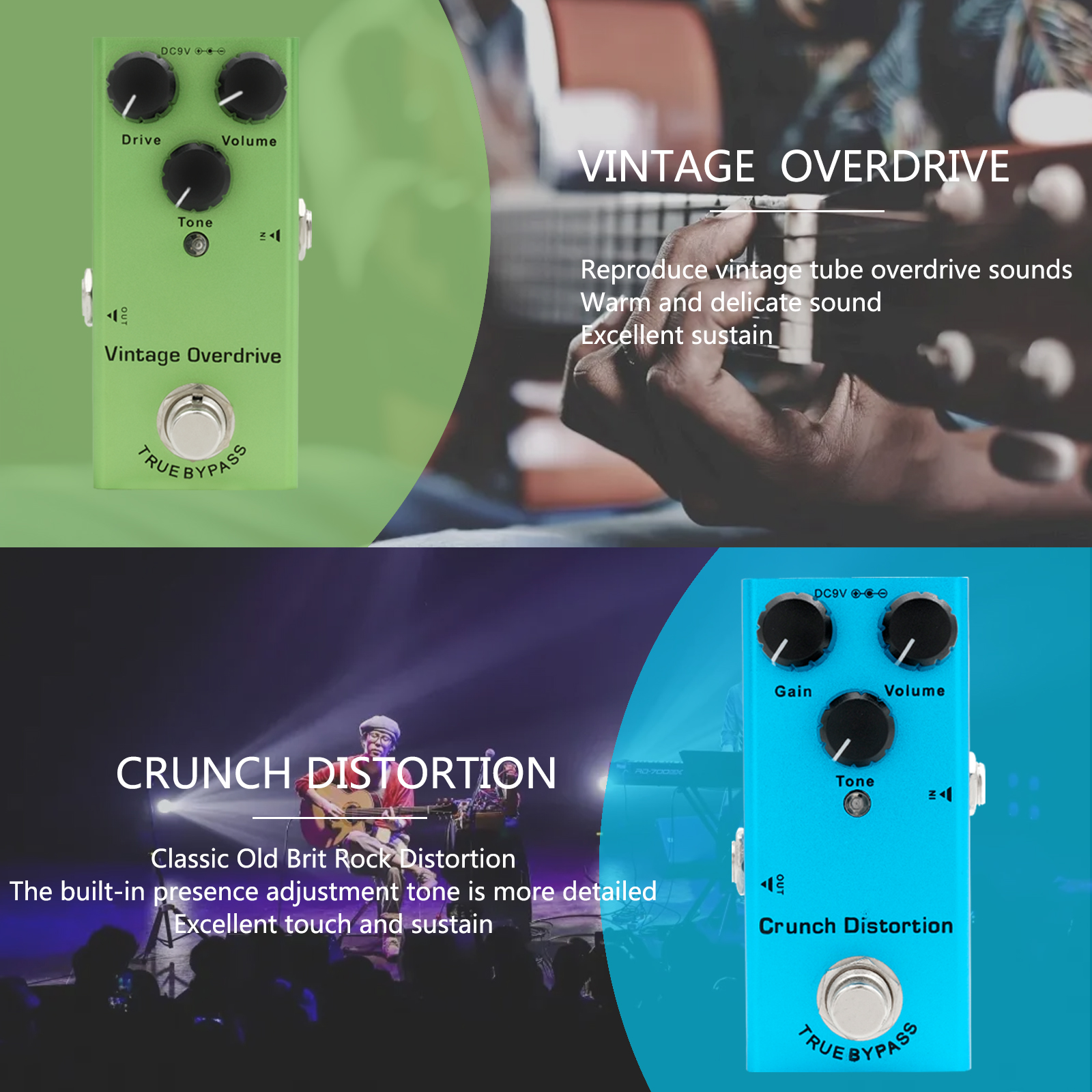 Pedal de efeito de guitarra irin, overdrive vintage/distorção de presa/eua sonho/coro clássico/pedal de guitarra de atraso digital true bypass