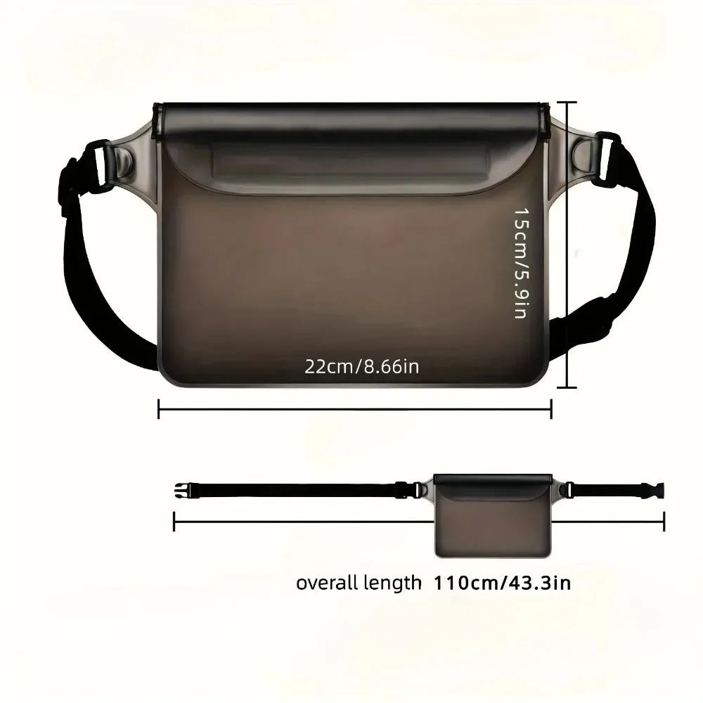 Three-Layer Sealed Waterproof Phone Bag Touch Screen Compatible Waist Bag for Swimming Drifting Diving