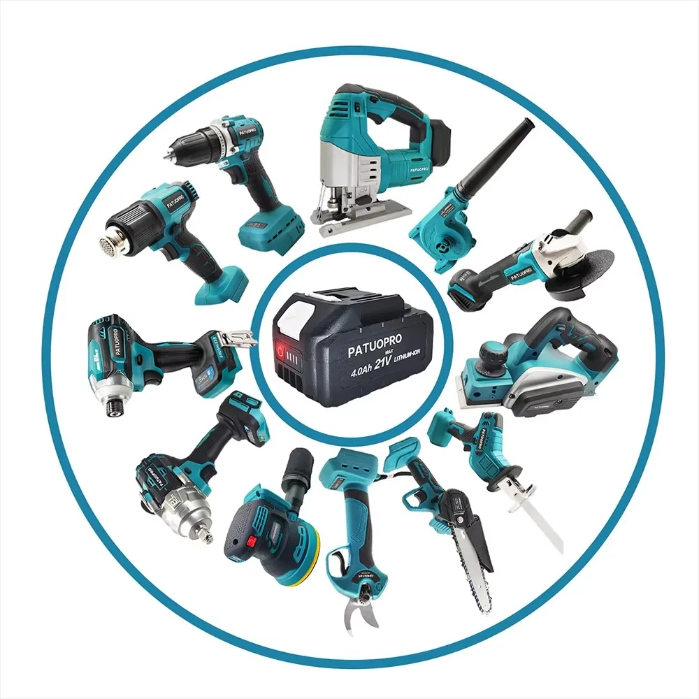 PATUOPRO 18-21V 2,0 4,0 6,0 8,0Ah batería de litio recargable compatible con Makita 18v llave de sierra inalámbrica taladro amoladora angular soplador