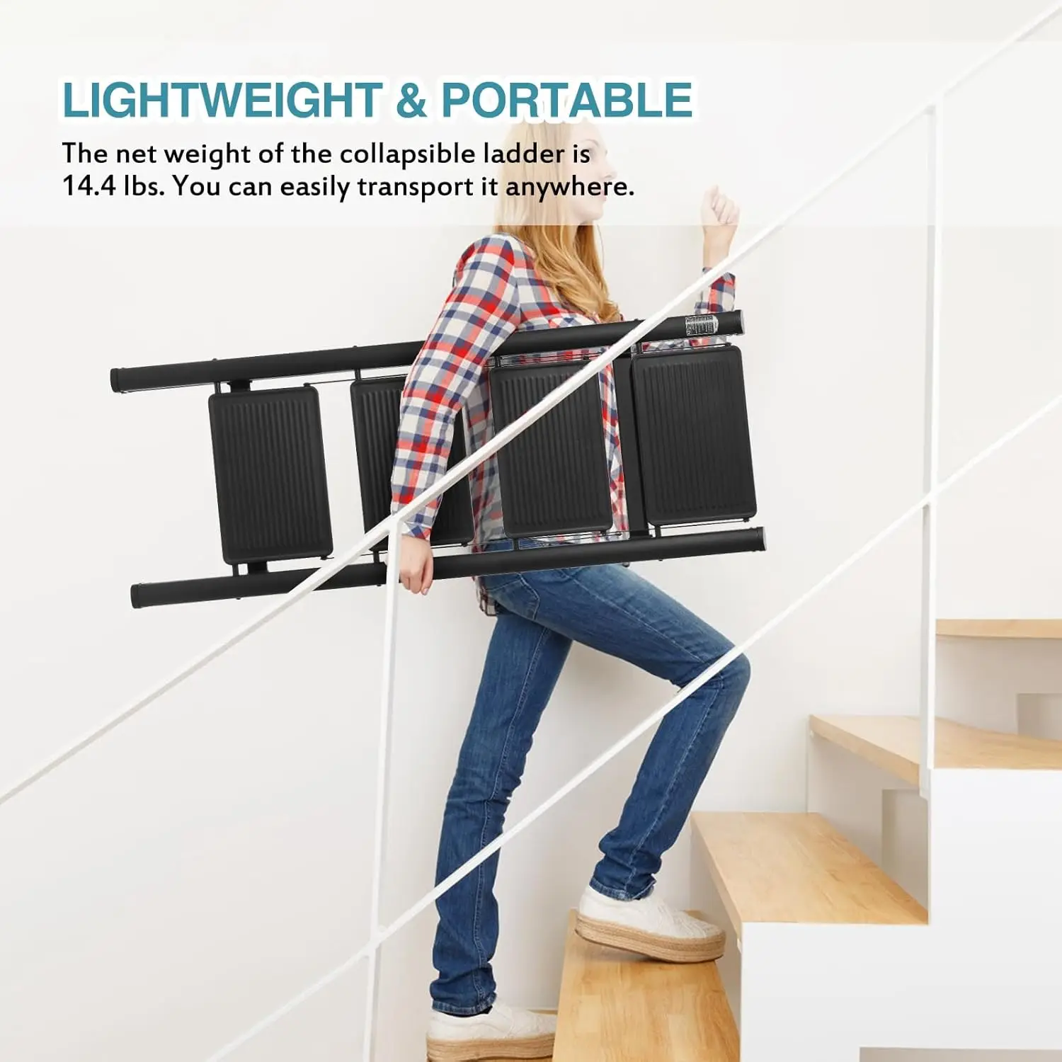 Lightweight portable collapsible folding sturdy steel metal step stool with non-slip wide pedals, heavy duty 330 lb capacity