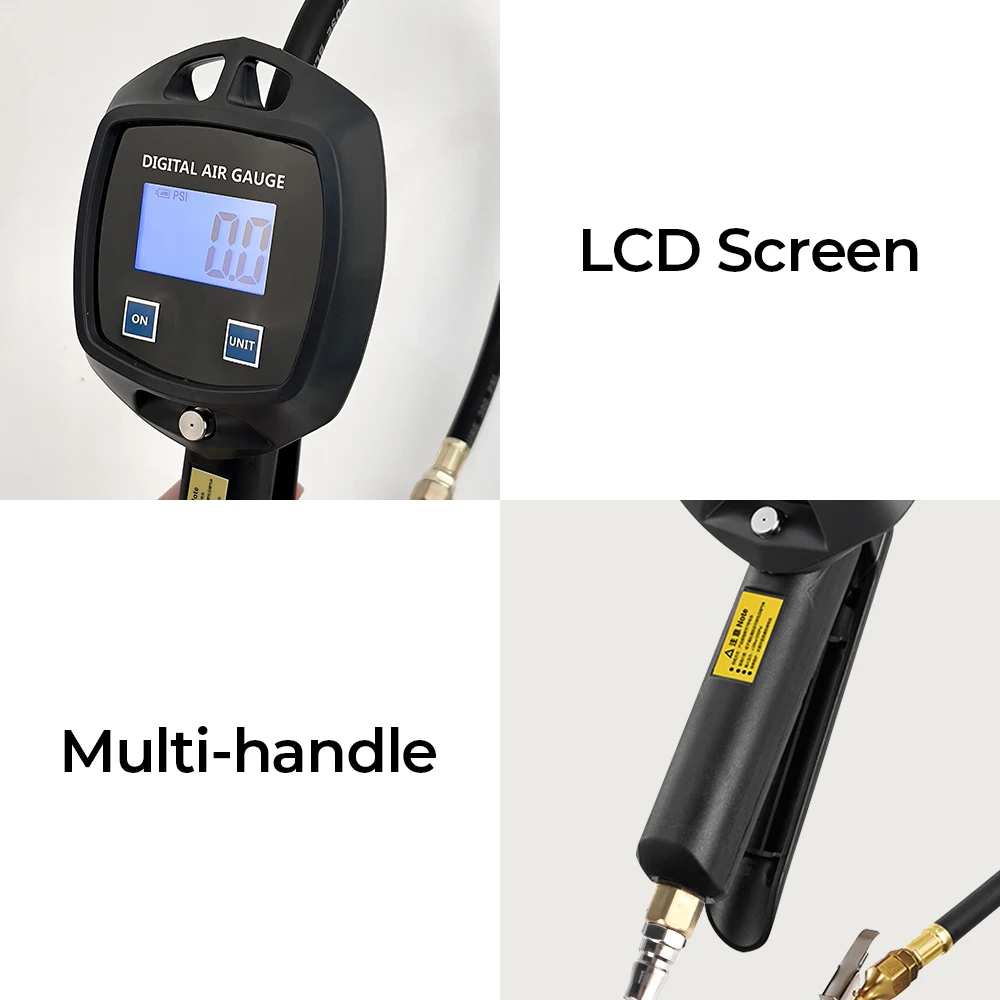 Profesjonalny miernik ciśnienia w oponach 0-18Kg/cm² i 0-1800KPA, precyzyjny pistolet do pompowania z wężem i dyszami do samochodów/motocykli.