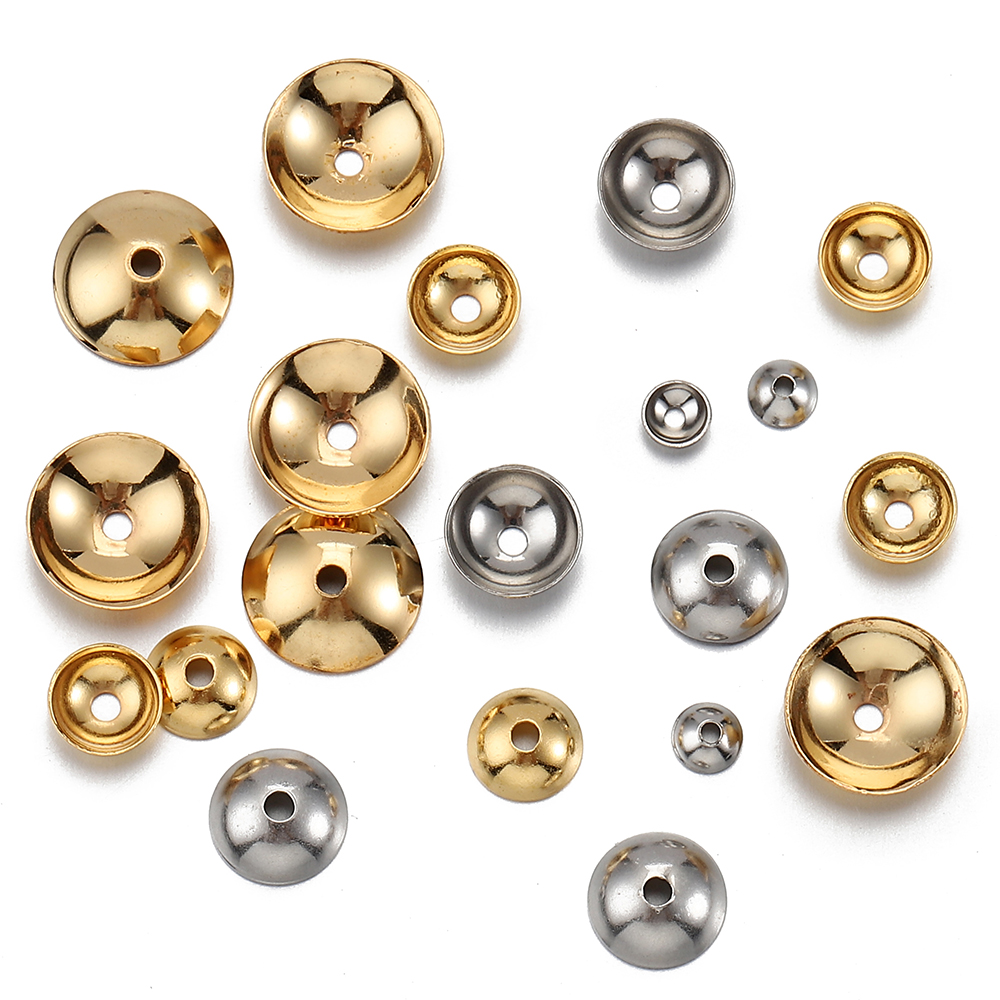 50 個 304 ステンレス鋼ビーズキャップフィッティング 3/4/5/6/8 ミリメートルビーズボール先端カバースペーサージュエリー作成 DIY アクセサリー用品