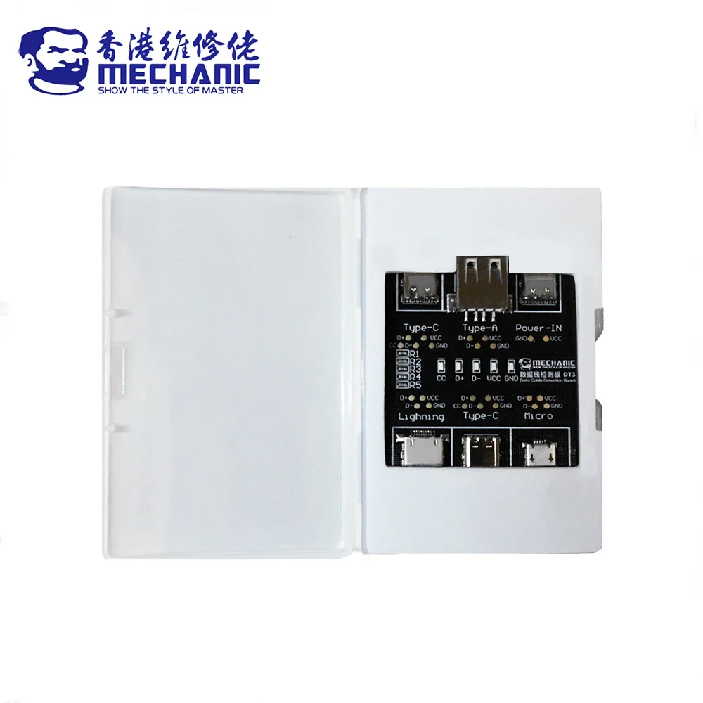Probador de Cable USB mecánico DT3, placa PCB de prueba de Cable de datos para IPhone Android, herramienta de detección de encendido y apagado de Cable de fecha de iluminación USB tipo C