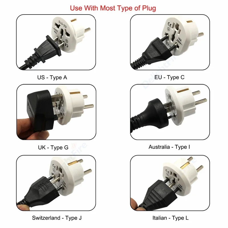 EU Cắm Đa Năng 16A EU Chuyển Đổi 2 Pin Tròn Ổ Cắm Âu Anh CN Mỹ EU Ổ Điện AC 250V Du Lịch Chất Lượng Cao