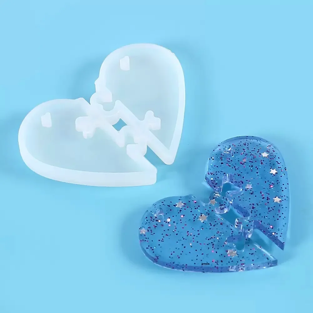 1 conjunto de fechaduras de coração para amantes pingente molde de silicone líquido encantos pingente moldes para diy resina cola epoxy molde jóias fazendo ferramentas