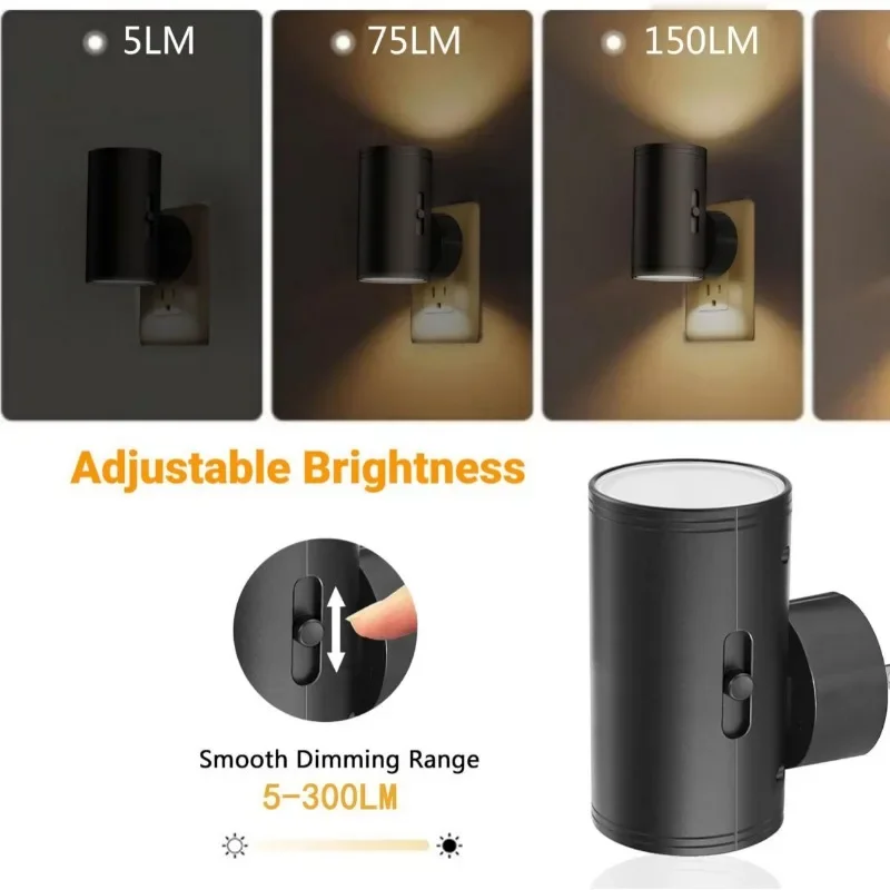 Cylindryczna lampka nocna LED z wtyczką w nowoczesnej lampie ściennej z czujnikiem Regulowana jasność Możliwość przyciemniania Lampki nocne do sypialni w przedpokoju