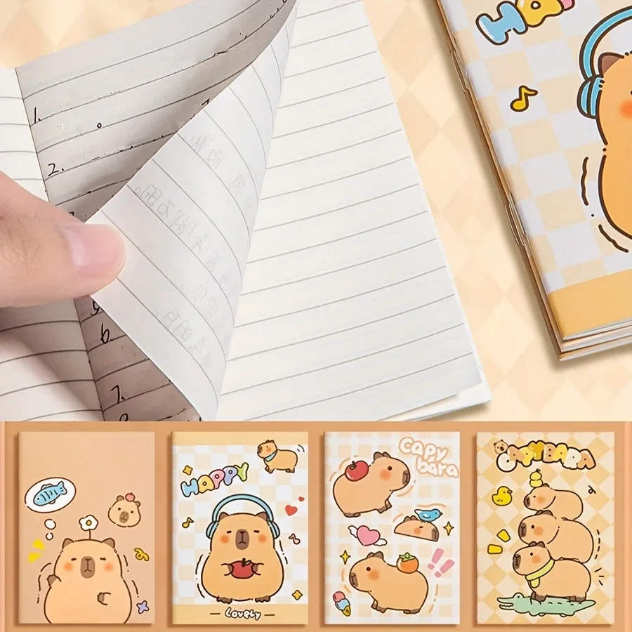 10 Pcs Kawaii Mini Capybara Notebook Mixed Cute Pocket Notebook Journals Diary Planning Memo Notepad Fun Cartoon Stationery Gift