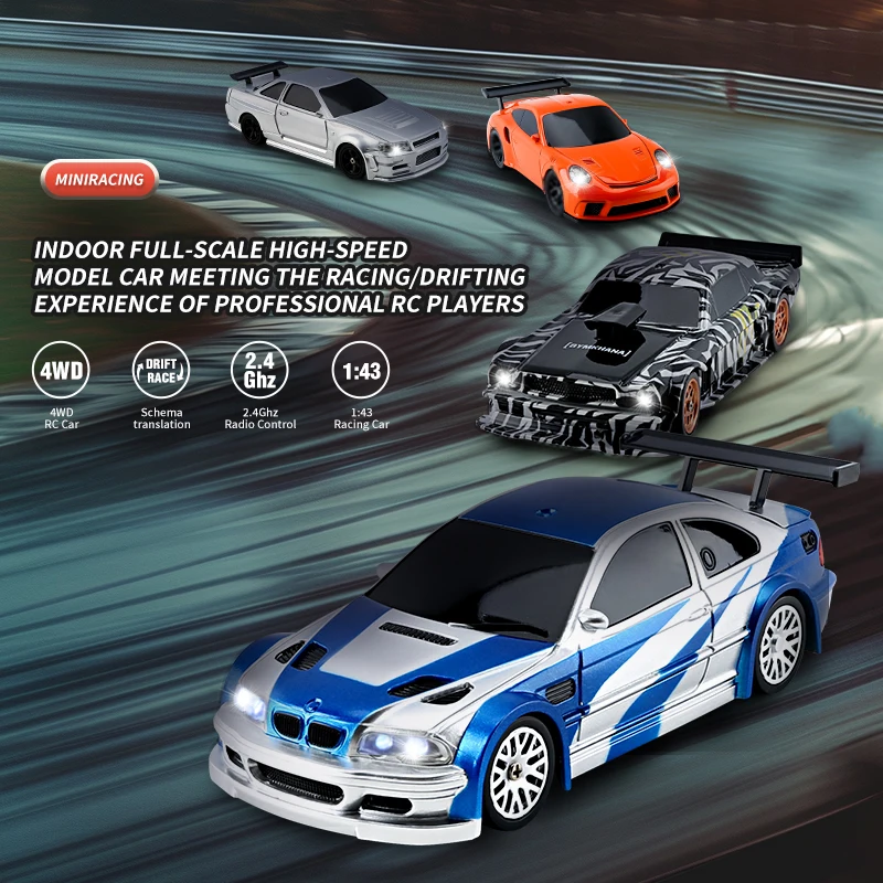 2.4g rc drift carro 1/43 4wd carro de controle remoto alta velocidade tração nas quatro rodas rádio controlado mini carro de corrida modelo meninos brinquedos presentes