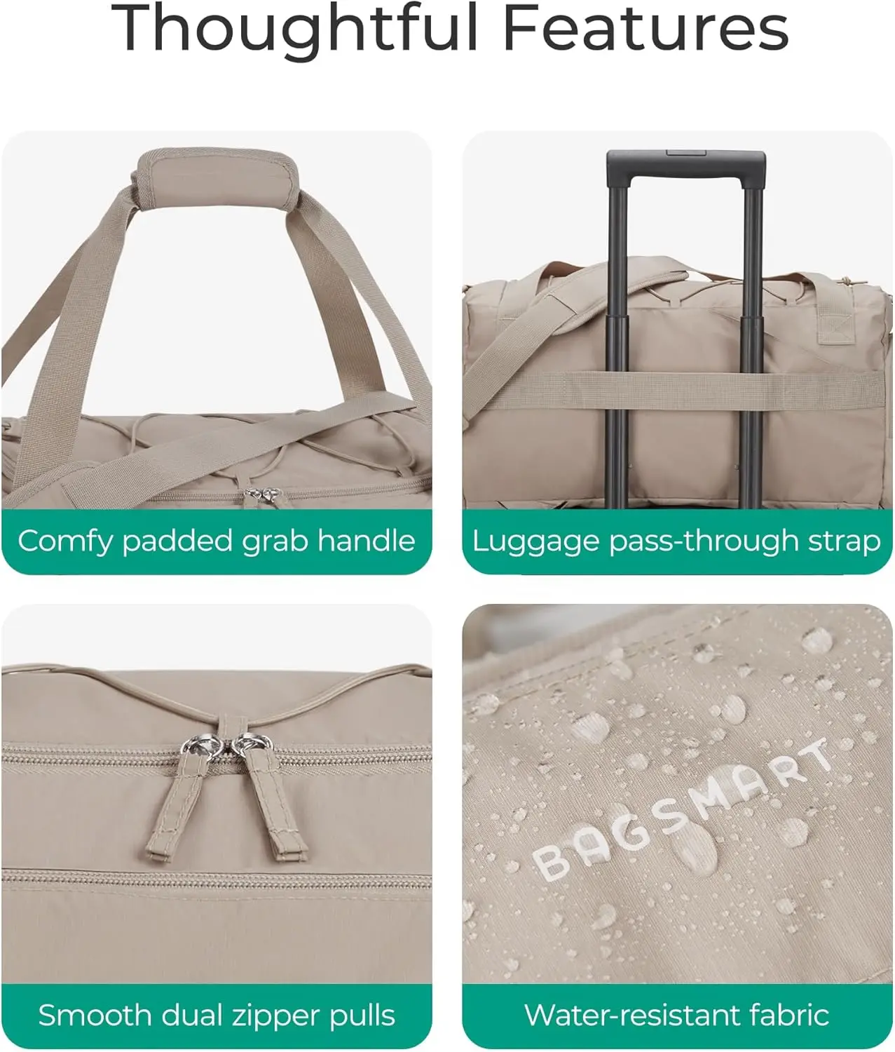 女性と男性のためのBAGSMART-TSA軽量ダッフルバッグ、ジムバッグ、靴コンパートメント、ウェットポケット、週末の持ち運び、30l、4 in 1