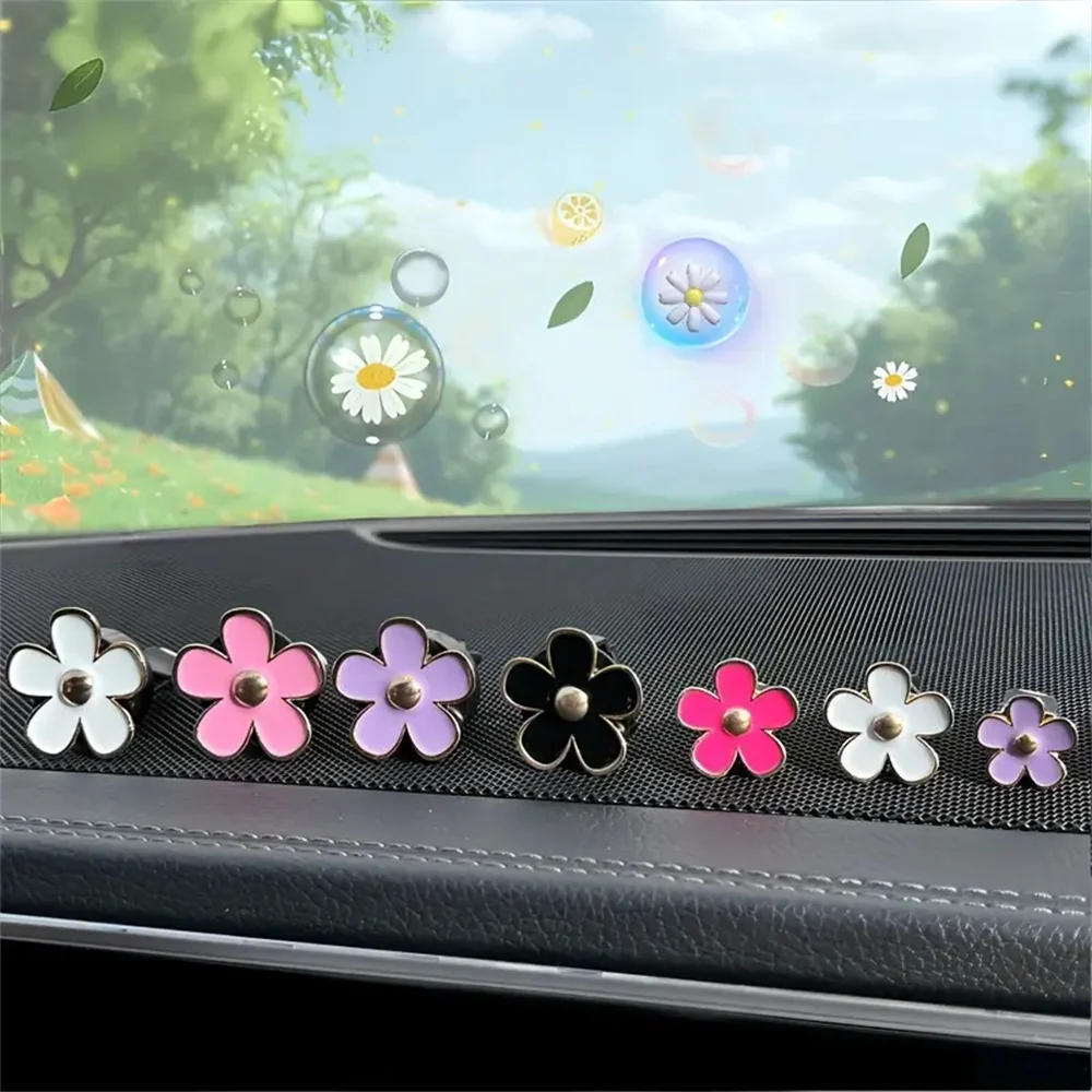 4 ชิ้น/เซ็ตรถขนาดเล็ก Air Outlet น้ําหอมตกแต่งคลิปดอกไม้ Daisy Design ภายในรถน้ํามันหอมระเหย Fresheners Diffuser Access