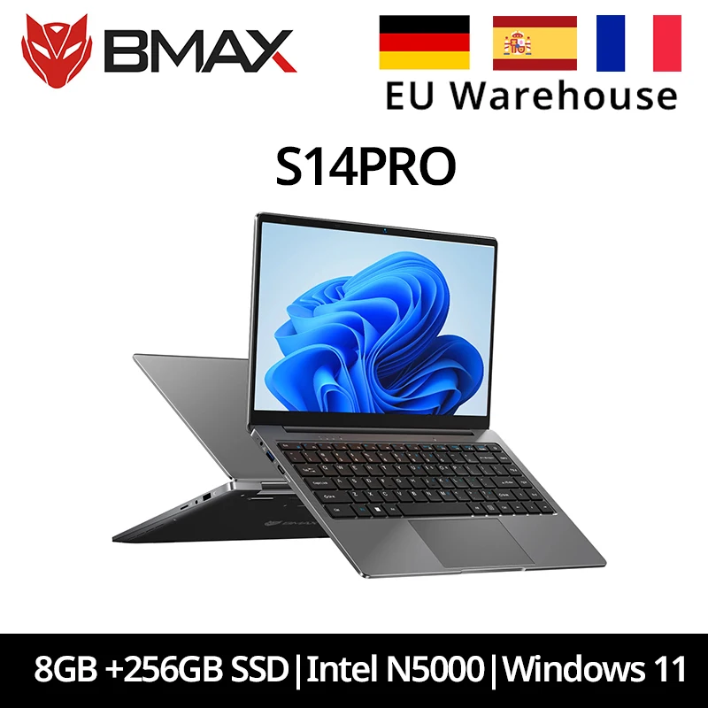 Bmax S14 Pro Intel N5000 8 GB RAM 256 GB SSD CPU 1920 x 1080 14 Zoll Laptop Windows 11 Dual Notebook Wifi USB Laptop PC