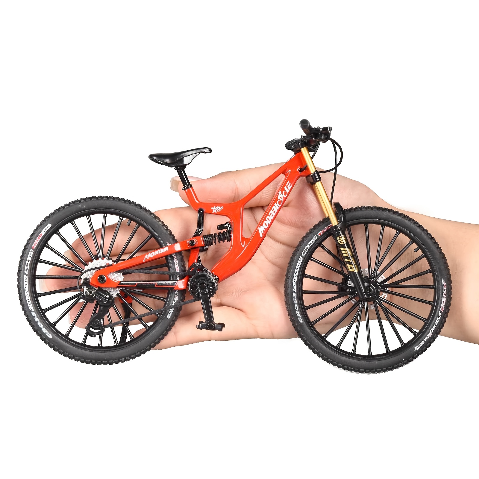 1:6 Scale Alloy Mountain Bike Model Realistic Gear Toy with Front & Rear Shock Absorbers for Bicycle Enthusiasts