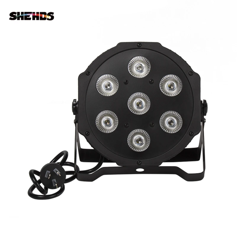 SHEHDS LED 7x12W RGBW フラットパーライト固定プラグ超静音ファン家族誕生日パーティーディスコファミリークラブ舞台効果ライト