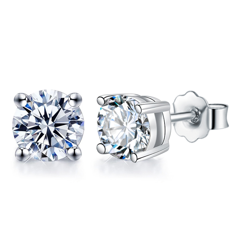 จริง0.1 2CT การทดสอบ Moissanite เพชร studs ต่างหูสำหรับผู้หญิง S925เงินแพลทินัมชุบเจ้าสาวเครื่องประดับดี