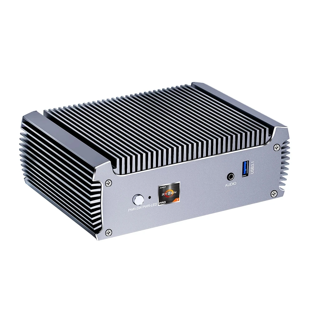 Topton Fanless AMD Mini PC Ryzen 7 7730U 5800U PC Gaming Computer Windows 11 Dual LAN Firewall Router 2*HDMI2.0 NVMe DDR4 WiFi6