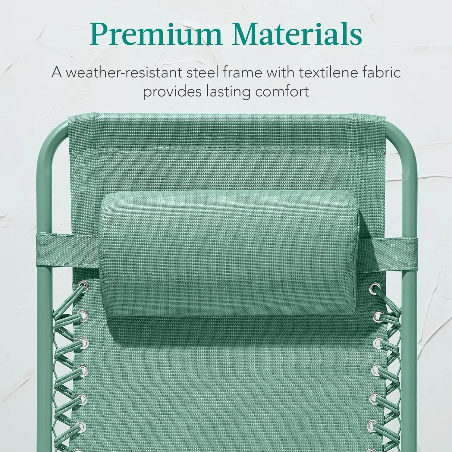 Adjustable Premium Color Zero Gravity Chair, Monochromatic Folding Patio Recliner w/Side Tray, Headrest - Seafoam