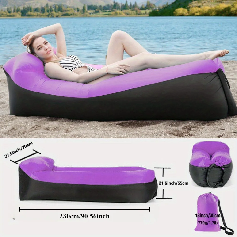 Lazy Inflatable โซฟากลางแจ้งแบบพกพา Inflatable โซฟาพับ Camping Inflatable โซฟากลางแจ้งเฟอร์นิเจอร์ Inflatable Lounger