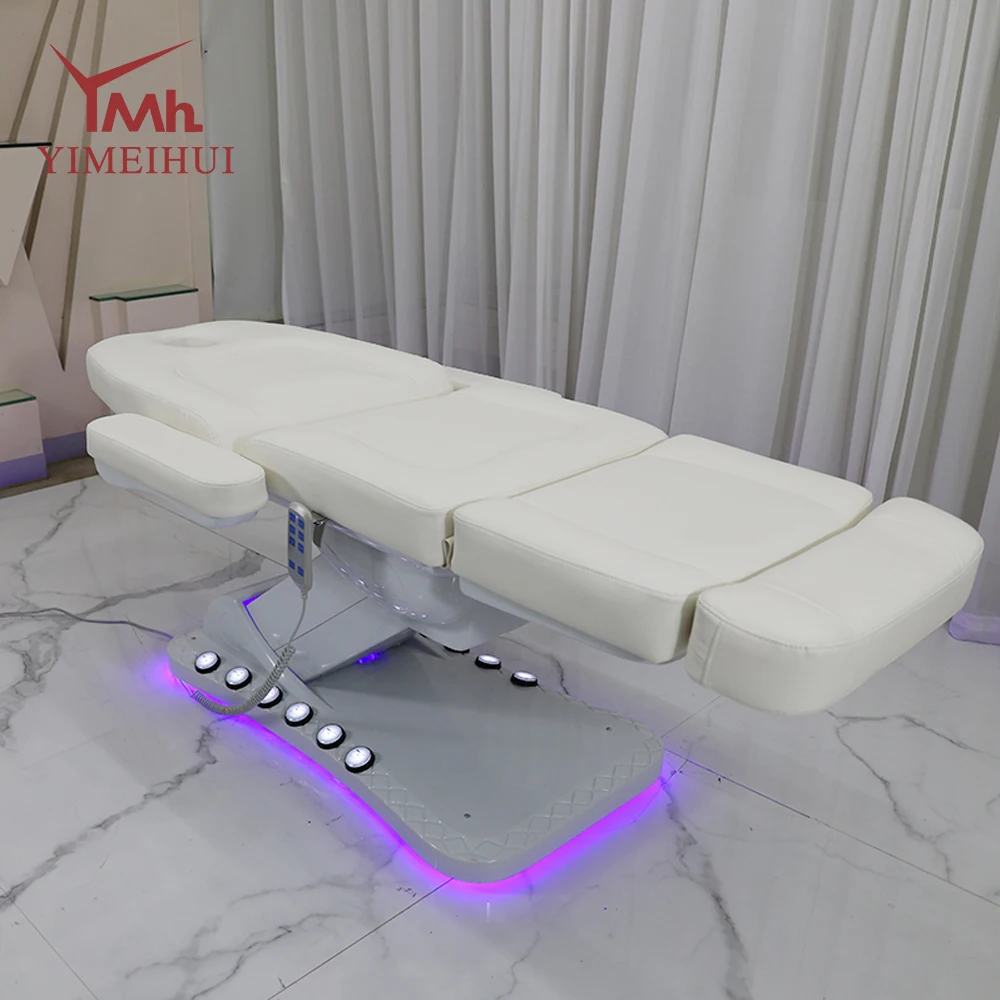 Comodo letto di bellezza multifunzione, regolabile, bianco, set di letti di bellezza per salone elettrico a 3 motori per la bellezza della clinica