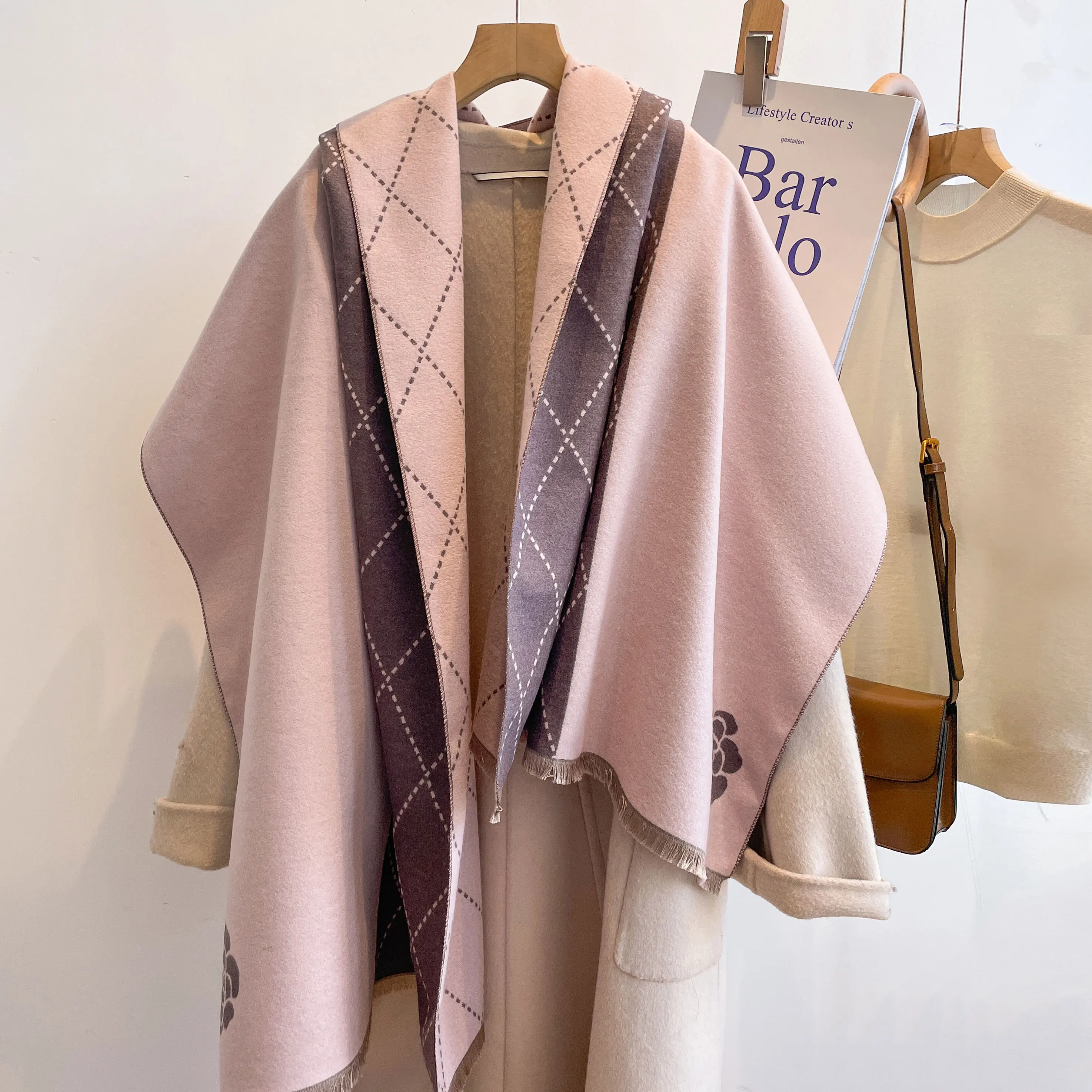 2023 designer cachecol de caxemira feminino inverno xale e envoltórios hijab cobertor grosso senhoras longo pashmina echarpe lenço bufanda
