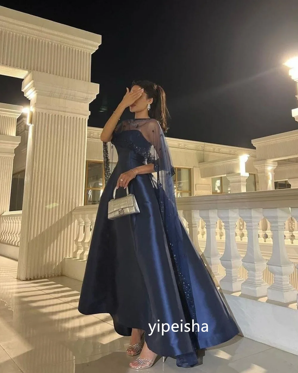 Personalizado estilo moderno a linha o-pescoço midi vestidos de baile pastrol unisex estilo chinês formal casual simples retro moda