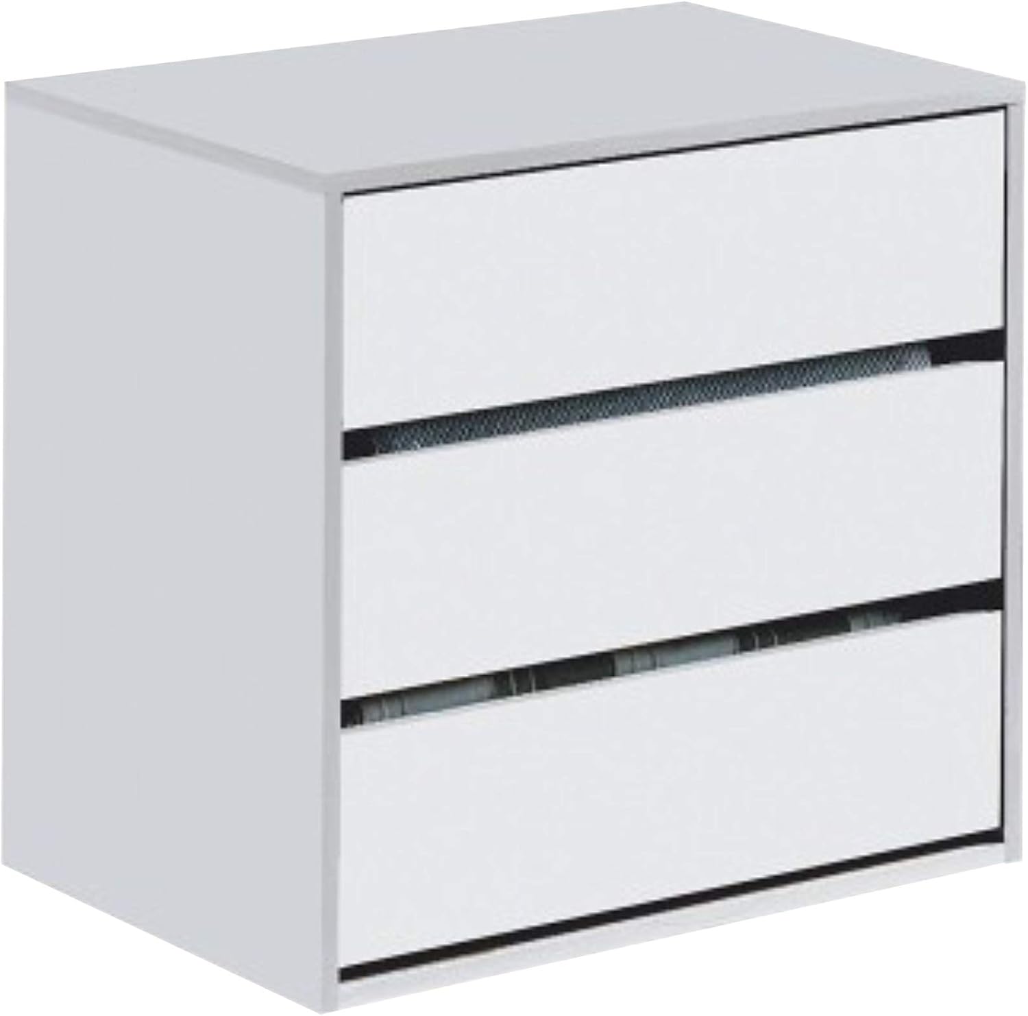 Cajonera, Cómoda con Tres cajones, Acabado en Blanco Mate, Dimensiones: 60 cm (Ancho) x 57 cm (Alto) x 44 cm (Fondo)