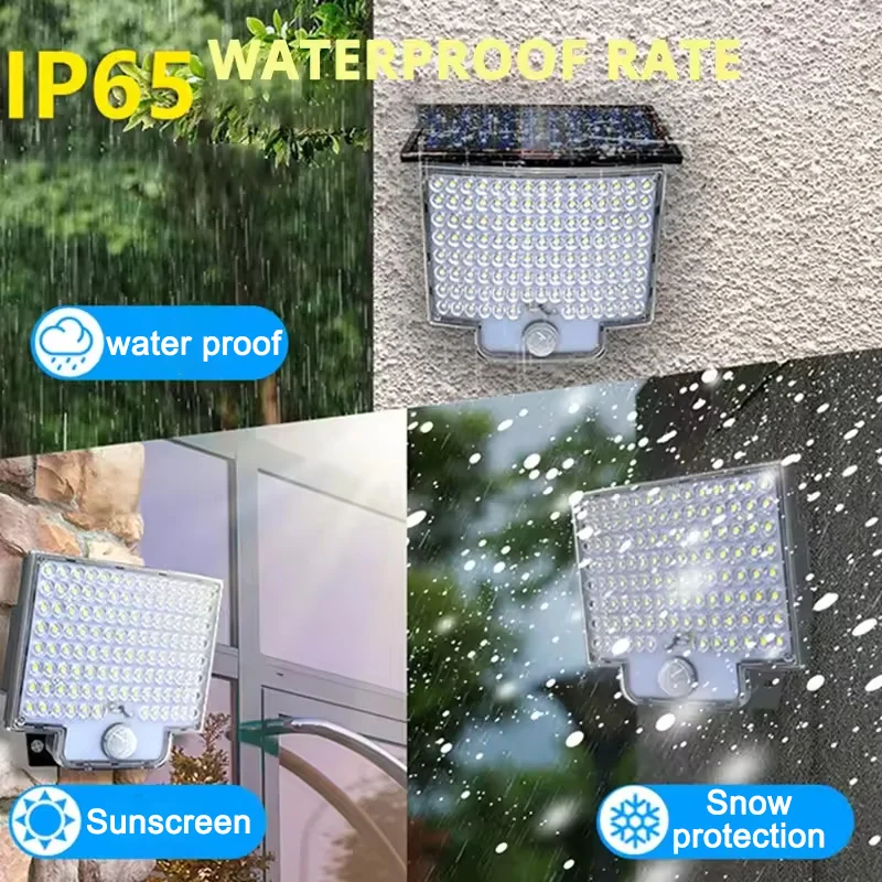 ไฟโซลาร์เซลล์กลางแจ้ง 1 ชิ้น 106 LED สว่างพิเศษ พร้อมเซ็นเซอร์ตรวจจับความเคลื่อนไหว ไฟ LED โซลาร์เซลล์ IP65 กันน้ำ 3 โหมดแสง สำหรับสวนและผนัง
