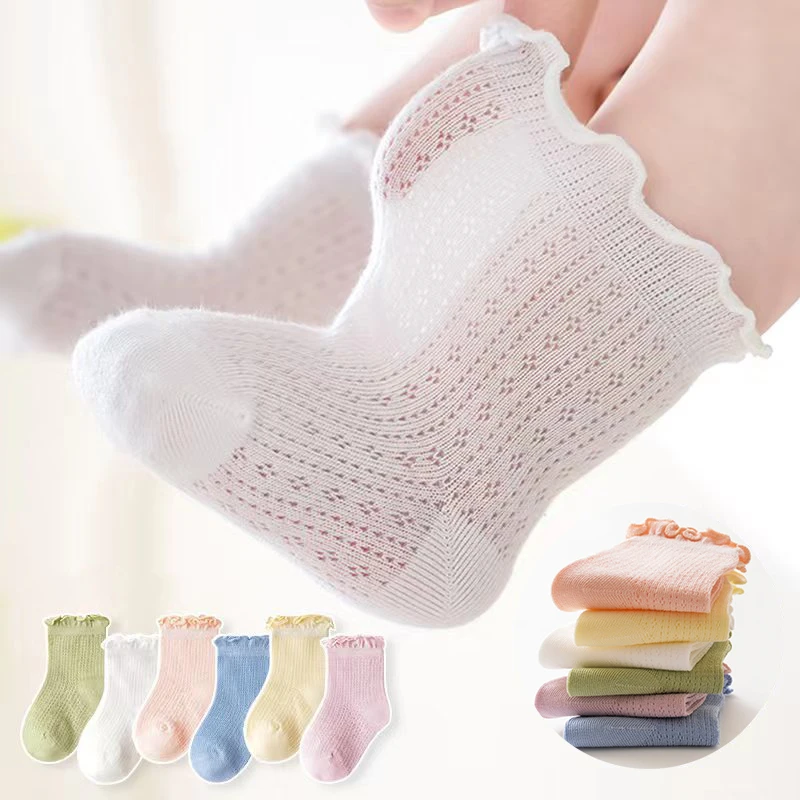 3 pares de calcetines de malla para bebés para niñas y niños, calcetines con volantes para niños, artículos baratos para bebés recién nacidos, accesorios para bebés