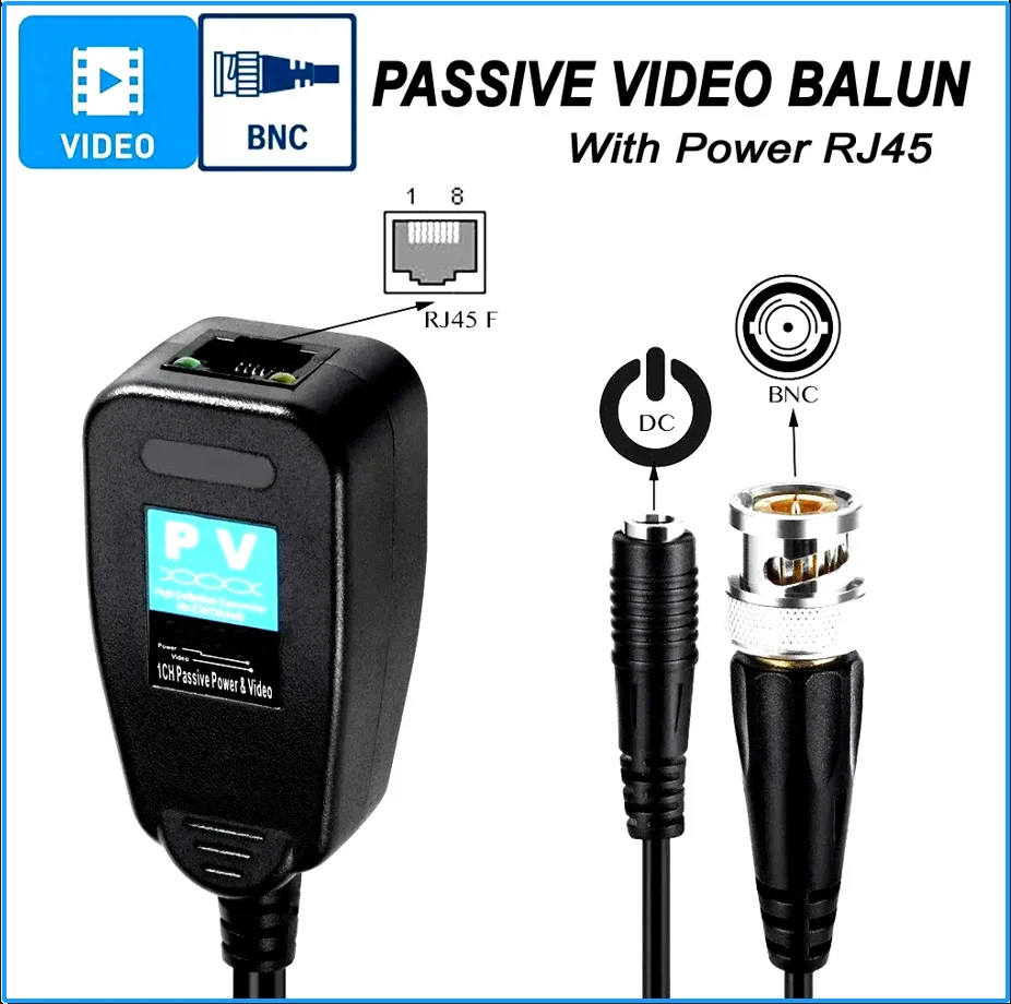 1CH Passieve Balun RJ45 CCTV Video Transceiver Coax BNC Voeding Power Connectors Voor HDCVI HDTVI AHD Analoge High Definition Camera