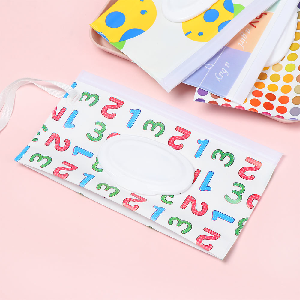Wet Wipes Bag Portable Flip Cover Cosmetic Pouch Snap-Strap Cosmetic Pouch Tissue Box Carrying Case Stroller Accessories