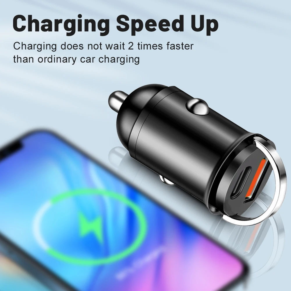 Cargador de coche USB Dual de 200W, Mini anillo de tracción de carga rápida, cargador de teléfono para iphone, Xiaomi, Huawei, ipad, encendedor de coche Universal
