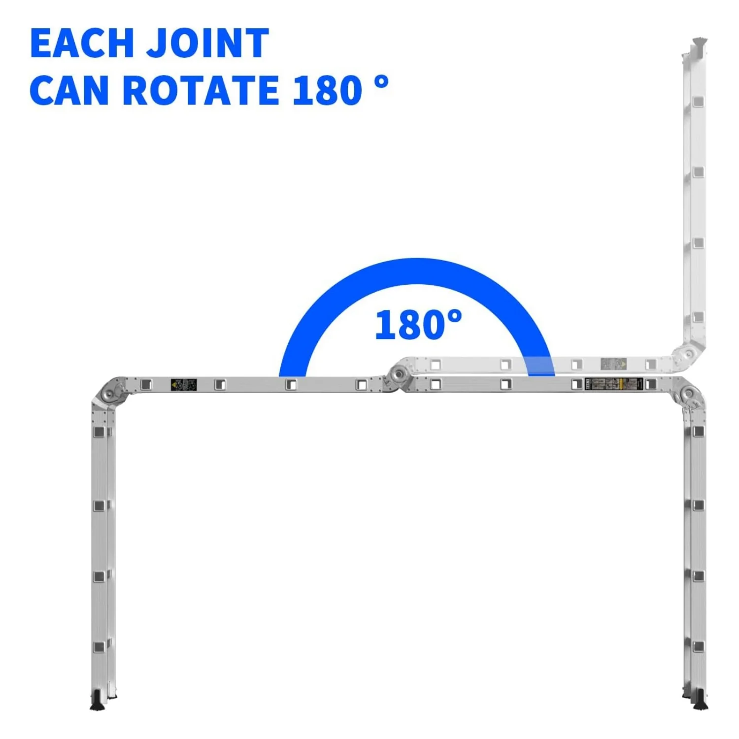 4.7M Folding Ladder 4x4 Aluminium Ladder MultiPurpose Ladder Combination Step Ladder for Home DIY Building Use with Platform