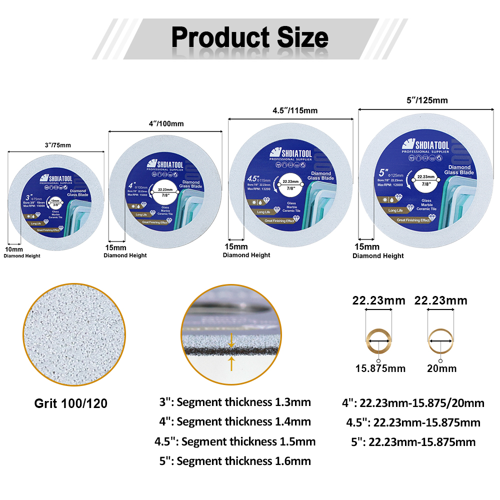 SHDIATOOL 3 "-5" เพชรอะคริลิคกระเบื้องตัดหินอ่อน Ultra-บางคริสตัลหยกใบเลื่อยวงเดือนขวดไวน์บดภาษาโปลิชคํา