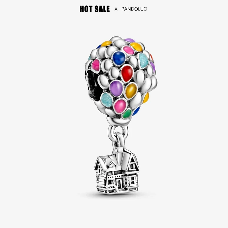 Disney Pixar Up House & Balloons Charm ลูกปัด Fit Pandach สร้อยข้อมือเดิมผู้หญิง 925 จี้เงินลูกปัดเครื่องประดับของขวัญขายร้อน