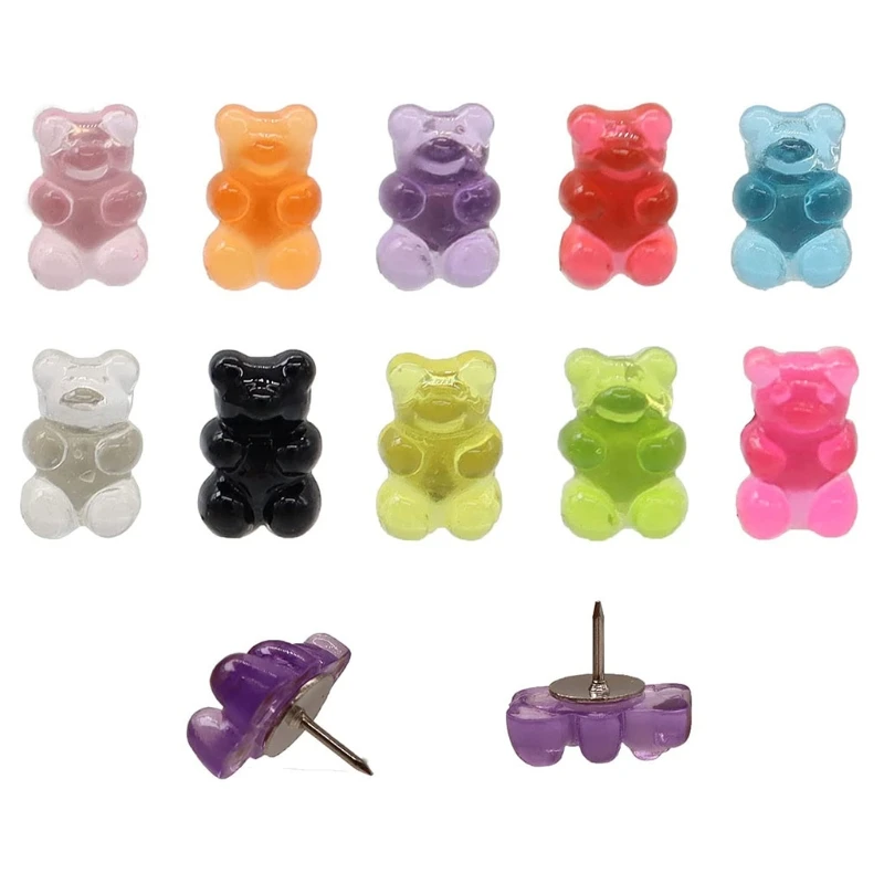 20 chiếc Kawaii Gấu Ngón Tay Cái Tacks Móng Tay Cái Đinh Ghim Đẩy Chân Trang Trí cho Ảnh Treo Tường Bản Đồ Bảng Thông Báo