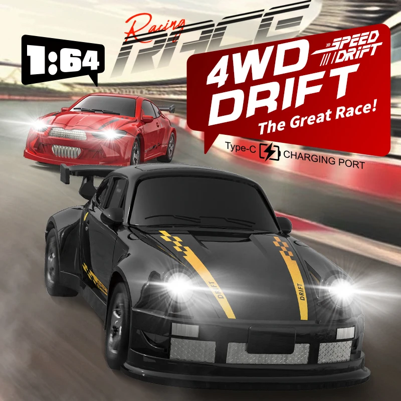 1/64 4WD Rc Drift Auto 2.4G Volledige Schaal 4WD Afstandsbediening Voertuig Kinderspeelgoed voor Jongens Verjaardagscadeautjes Mini Drift Auto Speelgoed