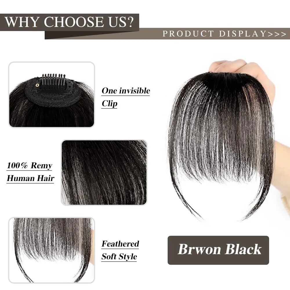 ราคาถูกปลอม Air Bangs สังเคราะห์ Soft Light Air ผม Bangs คลิปบนผม Extension ปลอมตรงผม Bangs Fringe