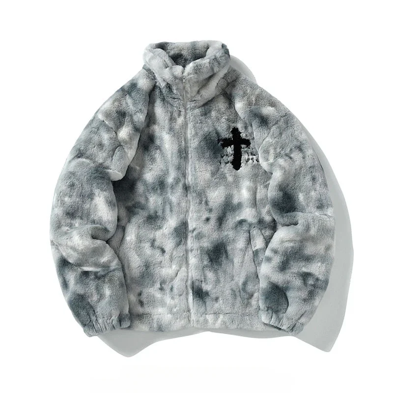 เสื้อแจ็กเก็ตขนแกะกำมะหยี่ปักตัวอักษรเสื้อโค้ทสตรีทผ้าฝ้ายสไตล์อเมริกันวินเทจผู้ชายเสื้อโค้ทแจ็กเก็ตพังค์แฟชั่น Y2K