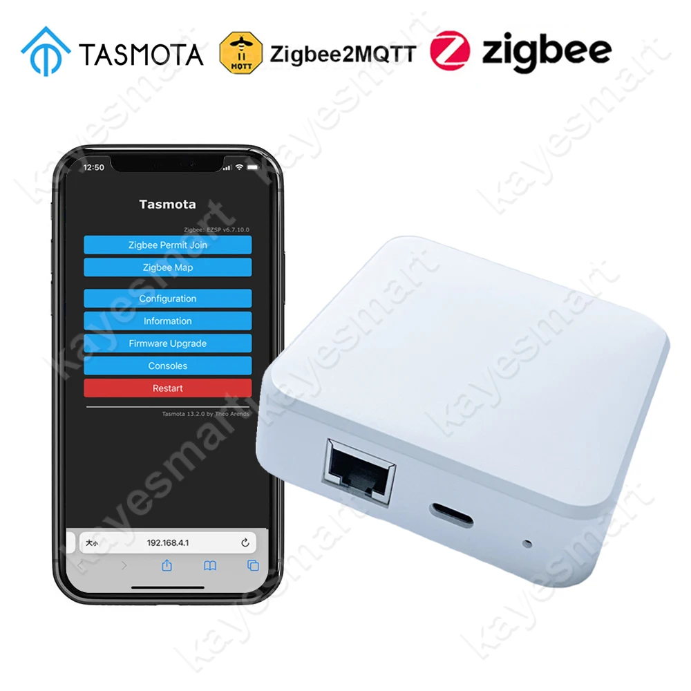Smart Home ZigBee 3,0 Hub de enlace con cable RJ45 puente Ethernet TASMOTA MQTT Firmware funciona con el asistente doméstico MQTT Zigbee2MQTT