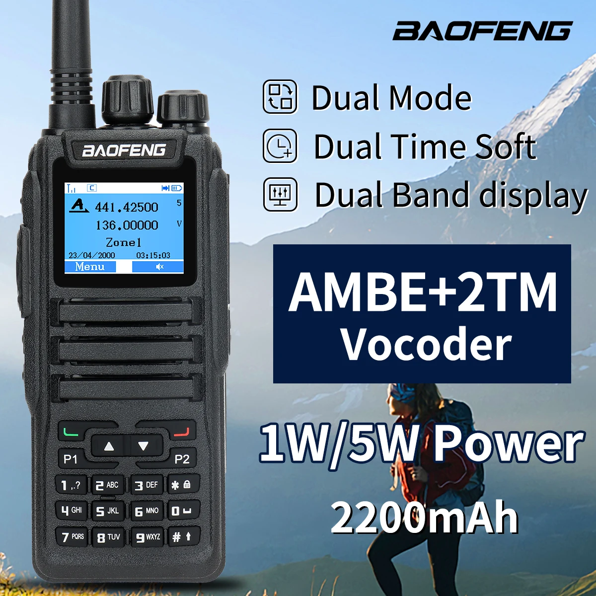 Baofeng DMR DM-1701 Digitalradio Walkie Talkie Dual Mode Analog Open GD77 Dual Time Slot Tier 1+2 Ham Two Way Radio