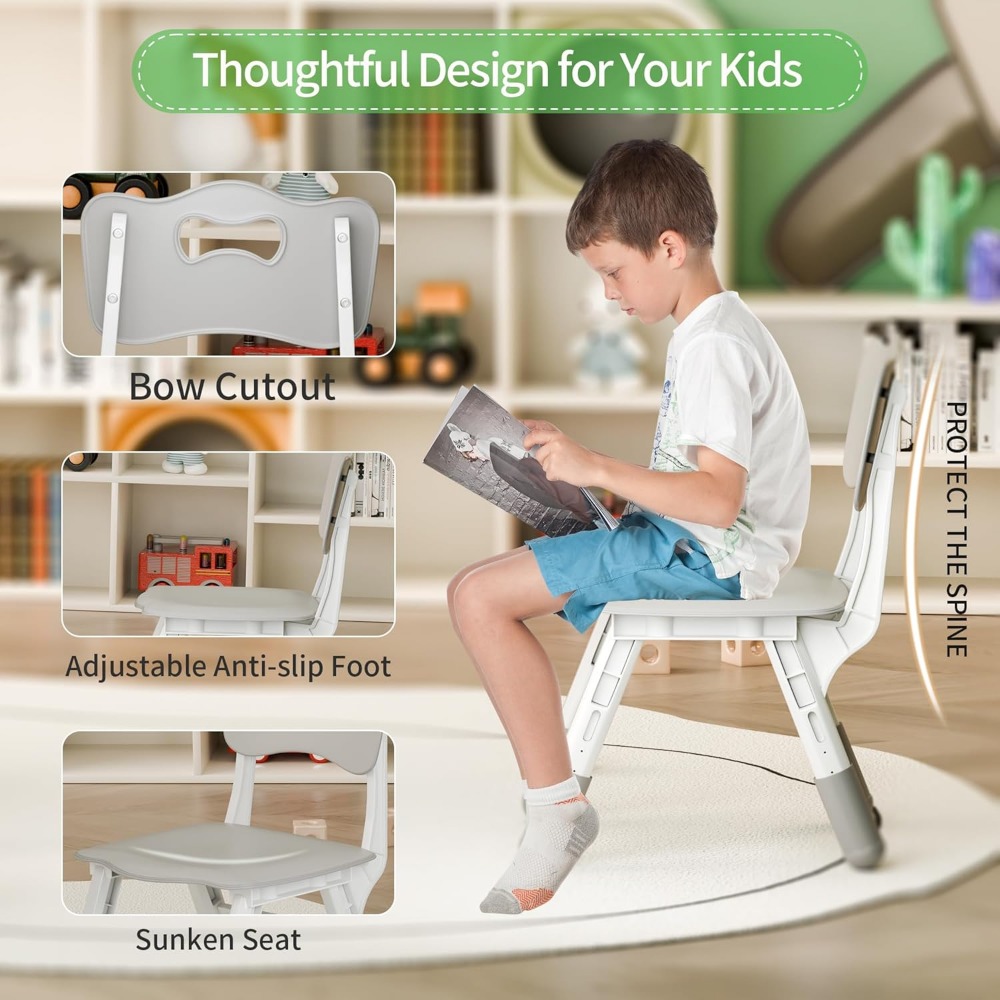 48 Inch Children's 1 Table and 6 Chairs Set, Children's Table and Chairs Set, Toddler Table and Chairs Set, Height Adjustable