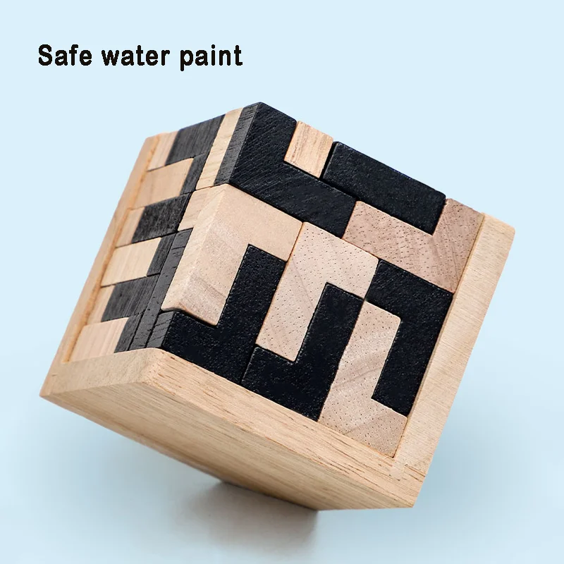 3D Cube ปริศนา Luban Interlocking CreativeEducational ของเล่นไม้สมอง lQ Mind EarlyLearning เกมของขวัญเด็ก Letter 54L
