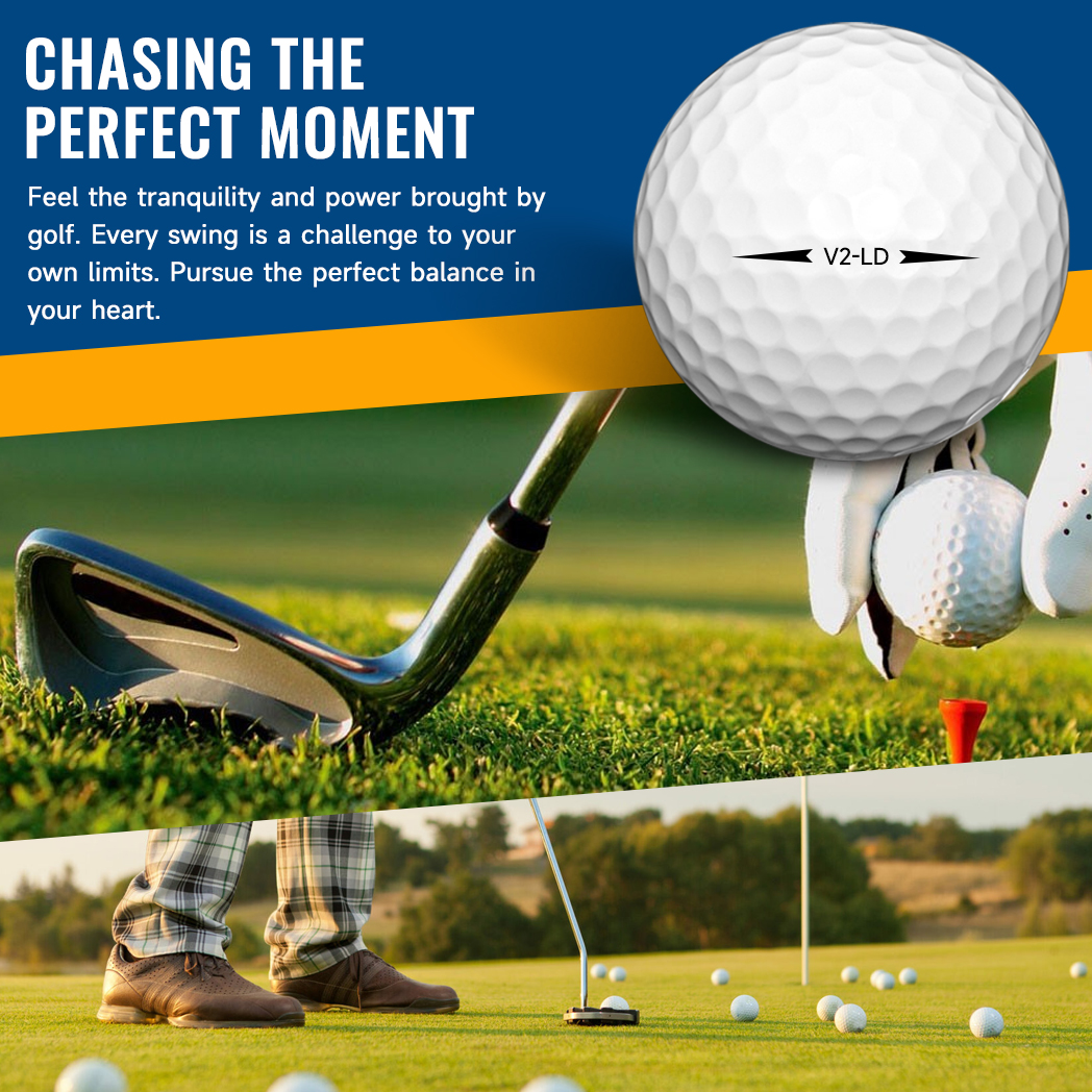 Caiton 50pcs 2-Layer Golf Balls - 332 Dimple, Max Distance, Spin Control, Durable, Precision - For Golf Training & Play
