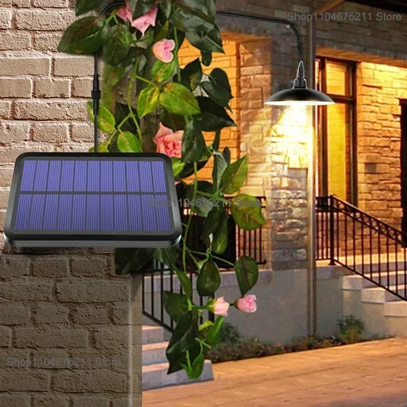 Lampe LED Solaire Suspendue à Double Tête avec Télécommande, Luminaire Décoratif d'Extérieur, Étanche, pour Nik, Abri, Grange