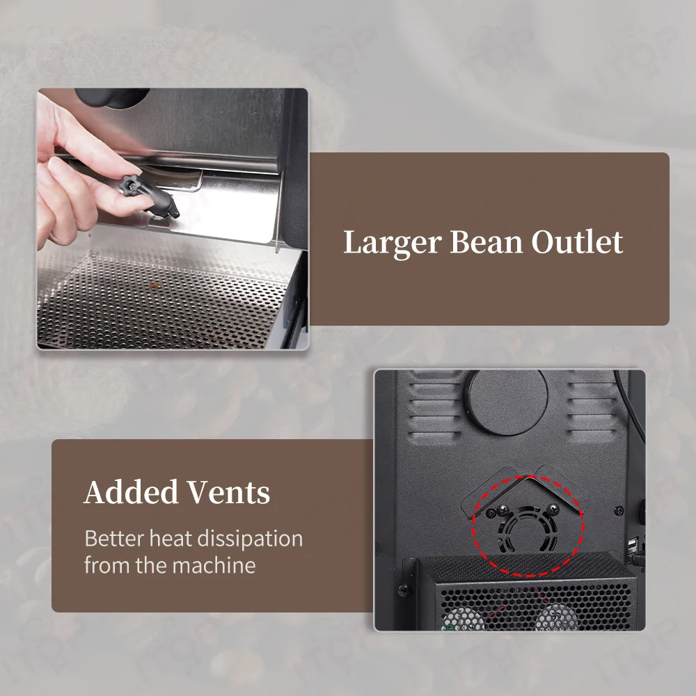 ITOP Coffee Roaster Artisan Connection IT-CBR-2 Electric Coffee Bean Roaster 4 Modes With Cooler Smoke Filter Roaster 500g 1000W