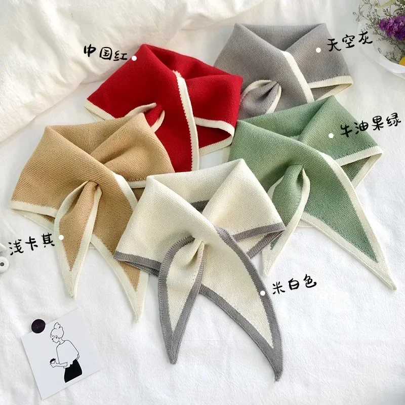 Bonito mini cachecóis para mulher moda triângulo cachecol ao ar livre à prova de vento lenço coreano popular cachecóis